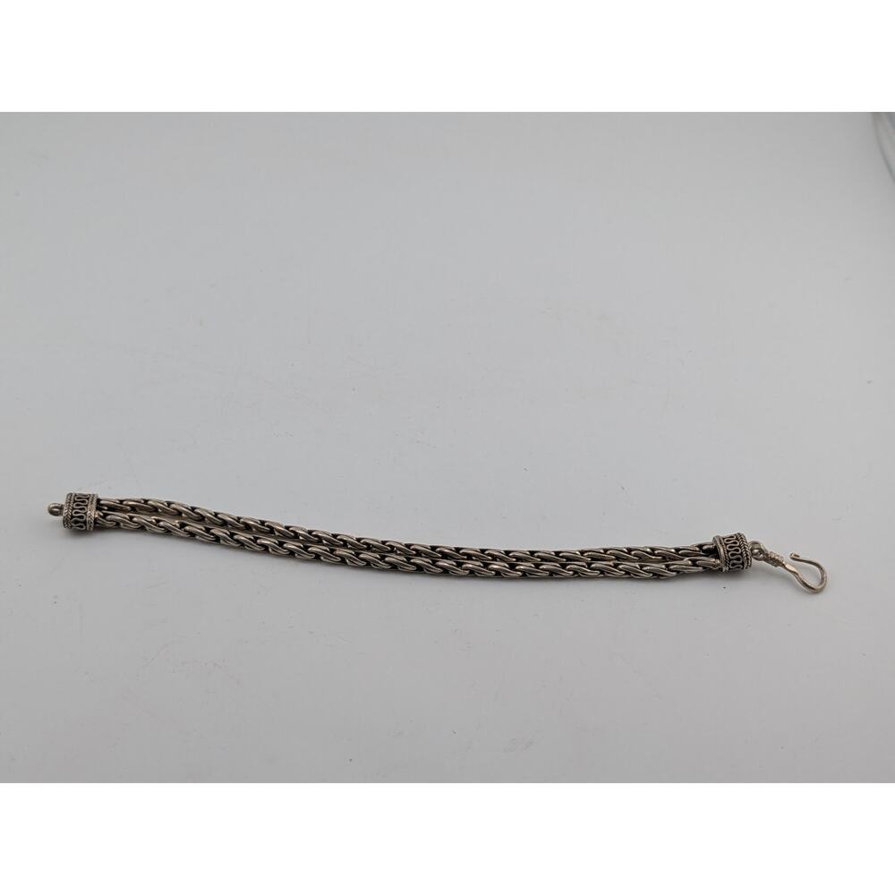 Sterling Silver Multi Chain Braided Bracelet 7 Inch Vintage Style